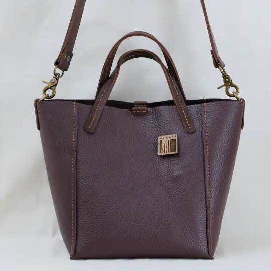 Copy of 3-Panel Two-way Tote in pebbled warm gray