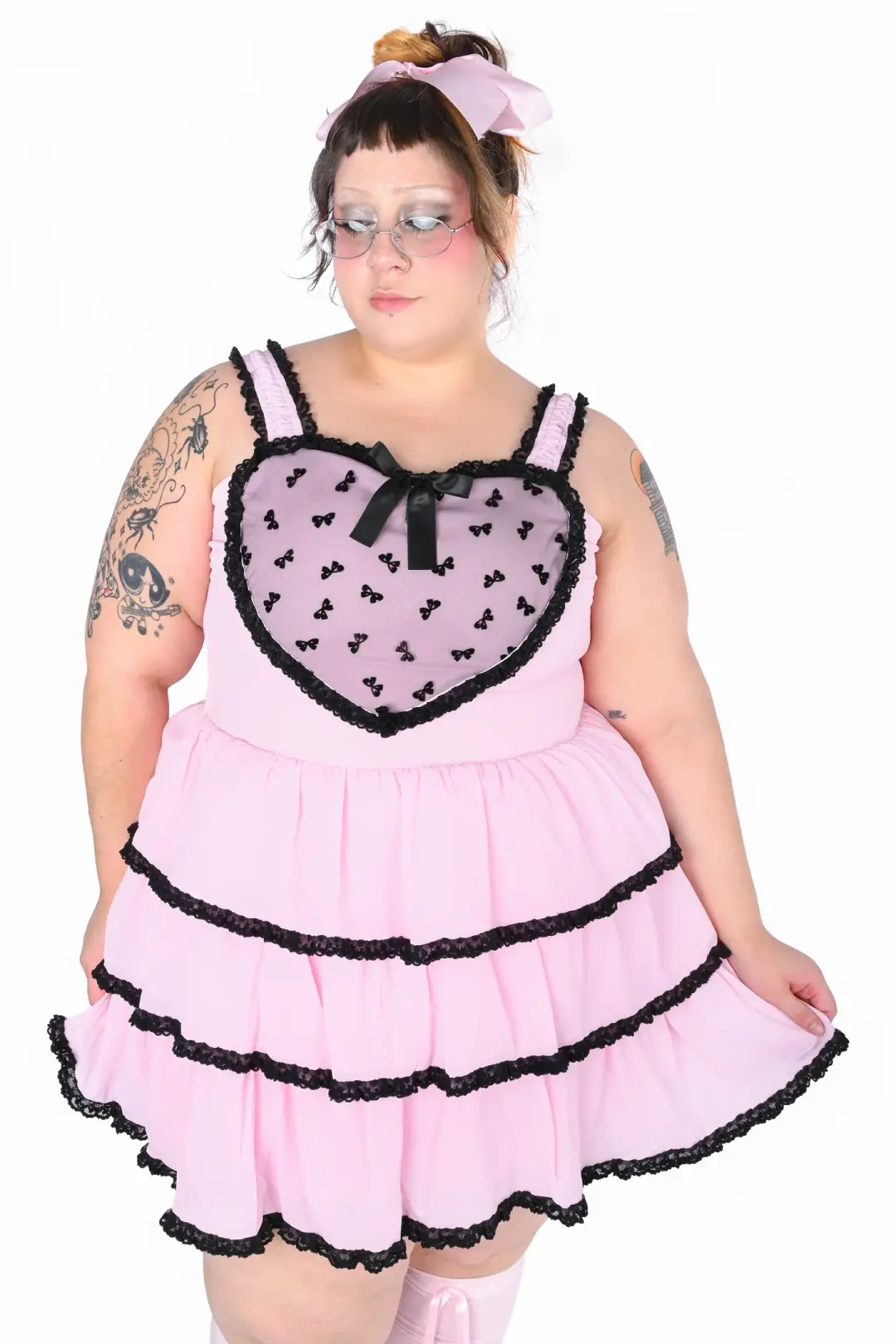 Mila Heart Dress - Pink x Black