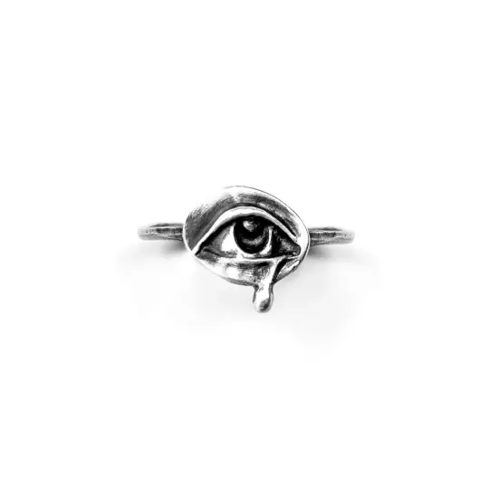 Small Mourning Eye. Silver Tears. Ring.