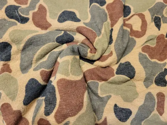 Green Brown Camo Cotton Knit - 1  Yard Remnant