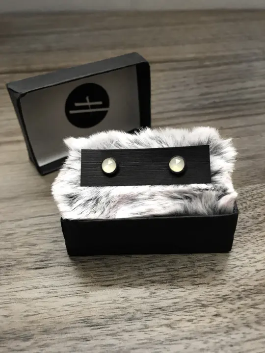 White Moonstone Stud Earrings