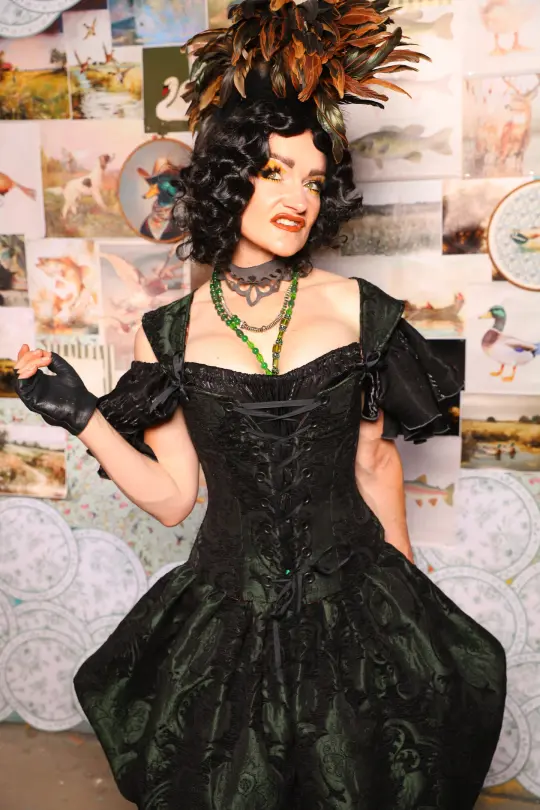 Petite Aurora w/Strap in Black & Green Medallion - The Fowl Majesty Collection