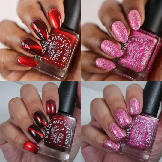 Garden Path Lacquers: Pride Duo "Pink One So Terrify" and  "Red Scare With the Long Blonde Hair" (Magnetic) *OVERSTOCK*