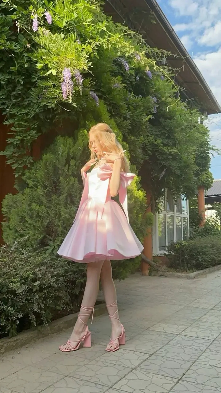 Girlish Silky Women's Homecoming Dress Pink Corset Short Prom Gown Birthday Dress RS3165