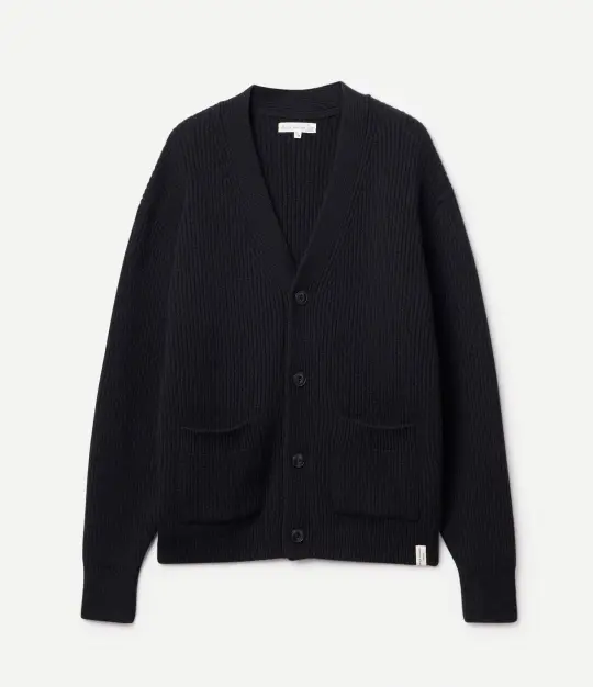 Sturdy Ribbed Merino Wool-Cashmere Cardigan