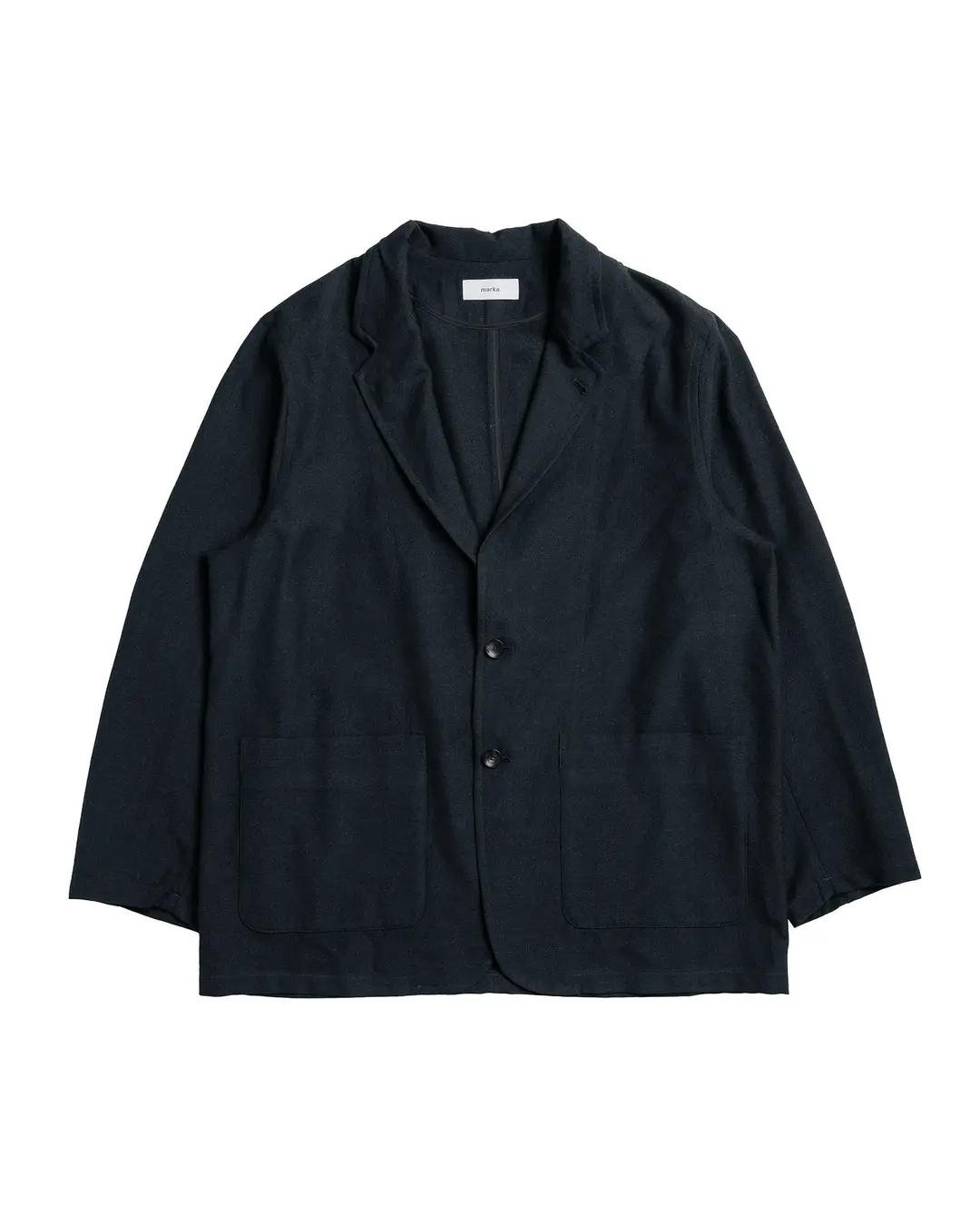 marka Stroll Around Jacket Tumbled Wool Serge Chambray Black