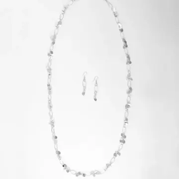 Sparkling Silver Chain Necklace and Earrings Set