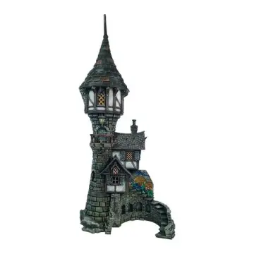 Sorcerer's Tower 28mm 3D printed medieval fantasy town terrain, painted example, front view