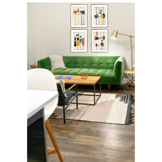 Mid Century Modern Atomic Cat in Pearls Posters Set of 4