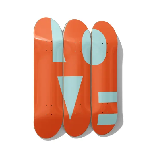 Geometric Bauhaus Style Skateboard Art – Triptych