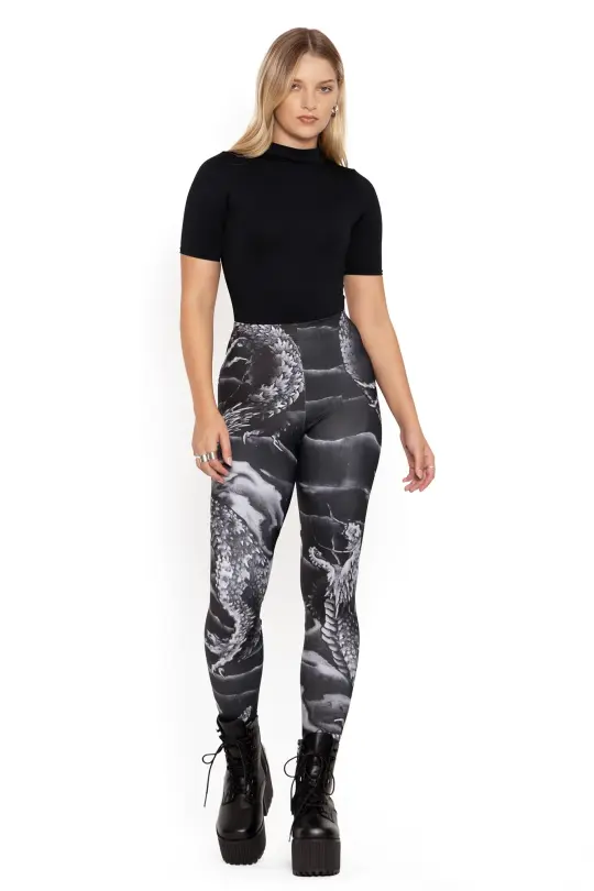 Ascending Dragon Descending Dragon High Waisted Matte Finish Leggings