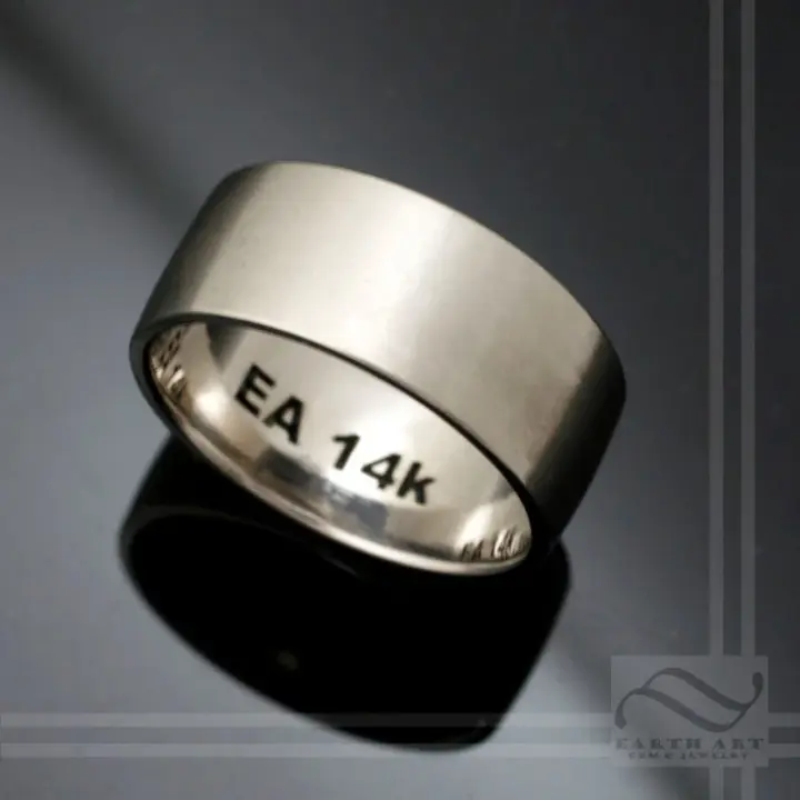 14k White Gold -10mm wide satin finished wedding band