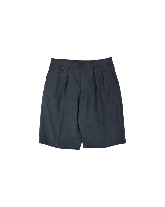 Beams Plus 2Pleats Shorts Wool Tropical Charcoal Grey