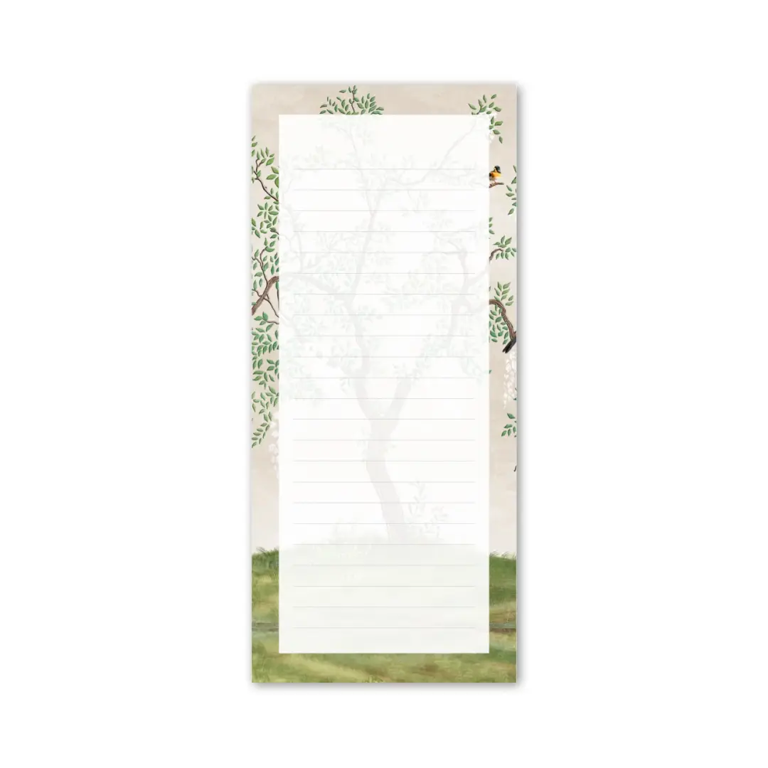 Green Chinoiserie blank with lines list size notepad