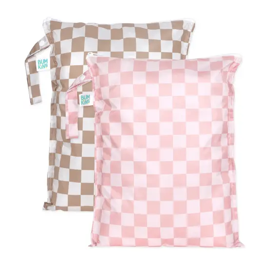 Wet Bag Plus 2 Pack: Mauve + Sand Check