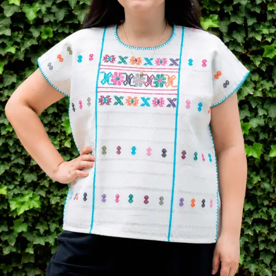 Trenzado Huipil de Telar Blouse