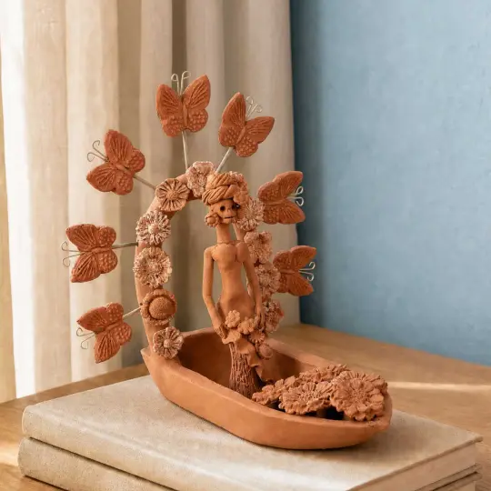 Catrina Clay Trajineras Sculptures