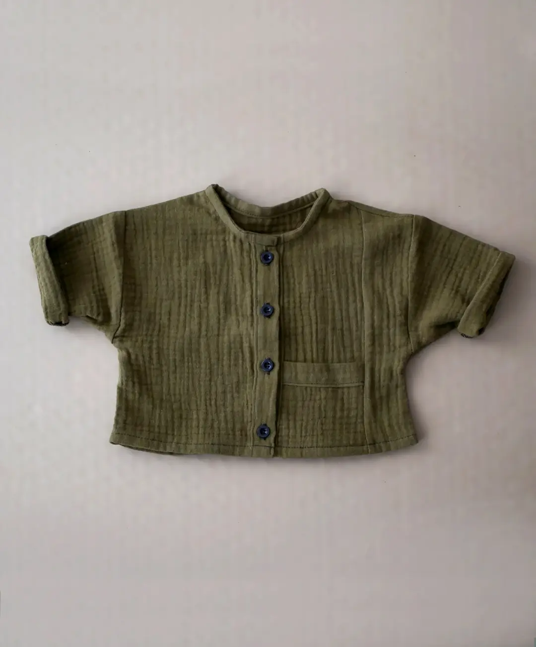 CHEMISE double gaze KAKI / SHIRT cotton gauze