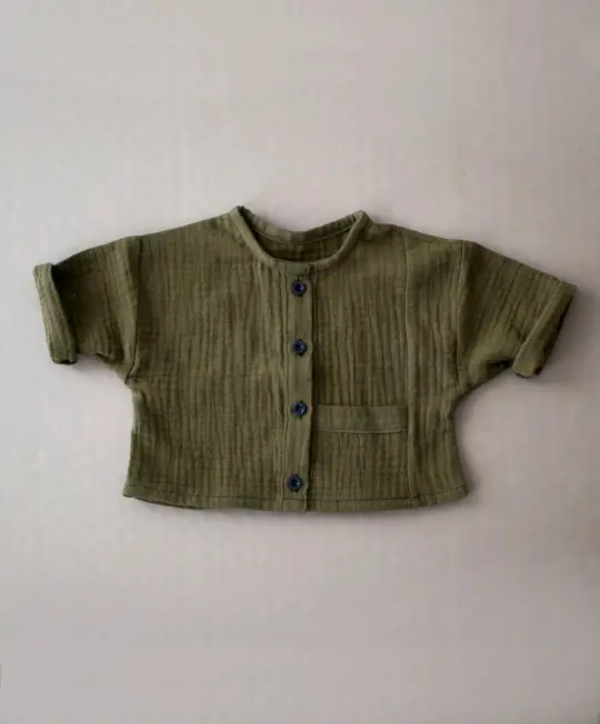 CHEMISE double gaze KAKI / SHIRT cotton gauze