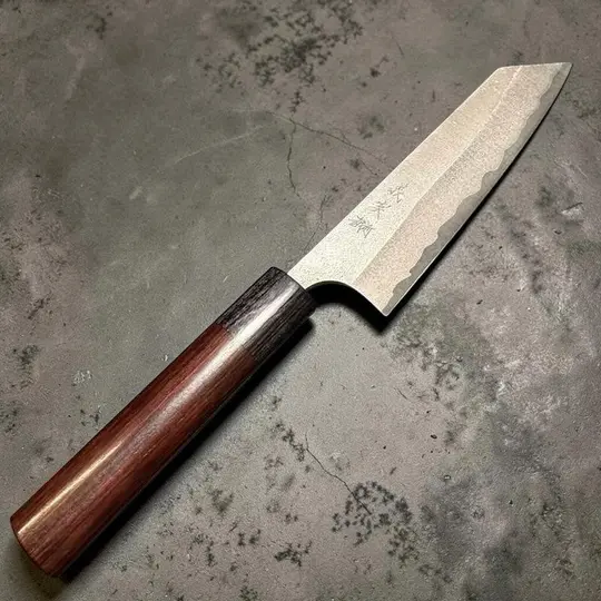 Yoshimi Kato Aogami Super Nashiji 130 mm Ko-Bunka with  Rosewood Circle Wa Handles