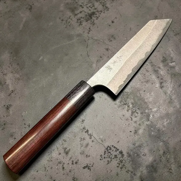 Yoshimi Kato Aogami Super Nashiji 130 mm Ko-Bunka with  Rosewood Circle Wa Handles