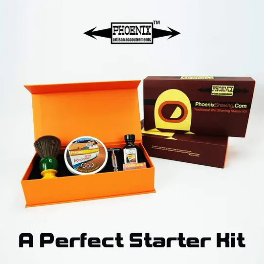 Phoenix Shaving Traditional Shaving Starter Kit | CK-6 CaD Symmetry Straight Bar Set