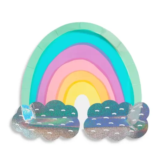Meri Meri Rainbow + cloud party plates