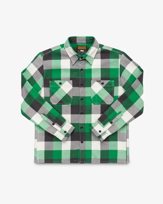 Ultra Heavy Flannel Vintage Check Work Overshirt - Green