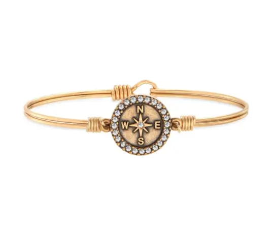 CRYSTAL PAVE COMPASS BANGLE BRACELET