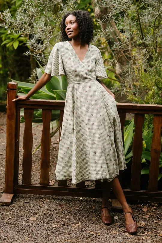 Wrap – Linen Dress with Butterfly Sleeves