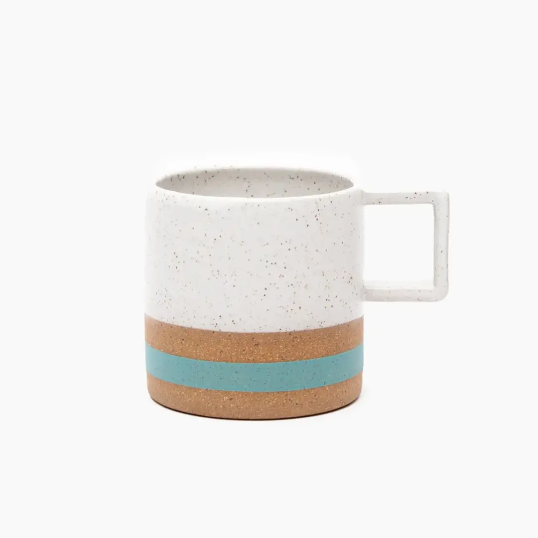 White Turquoise Stripe Wolf Mug
