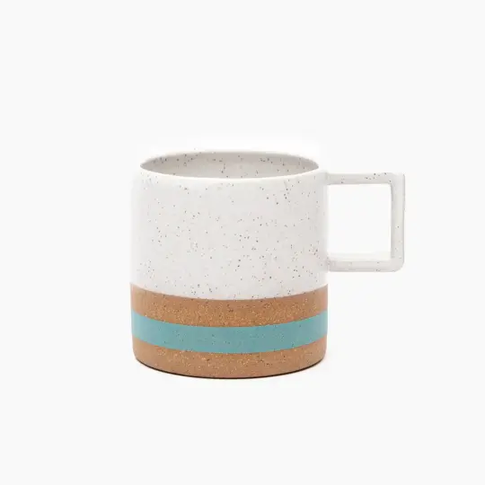 White Turquoise Stripe Wolf Mug