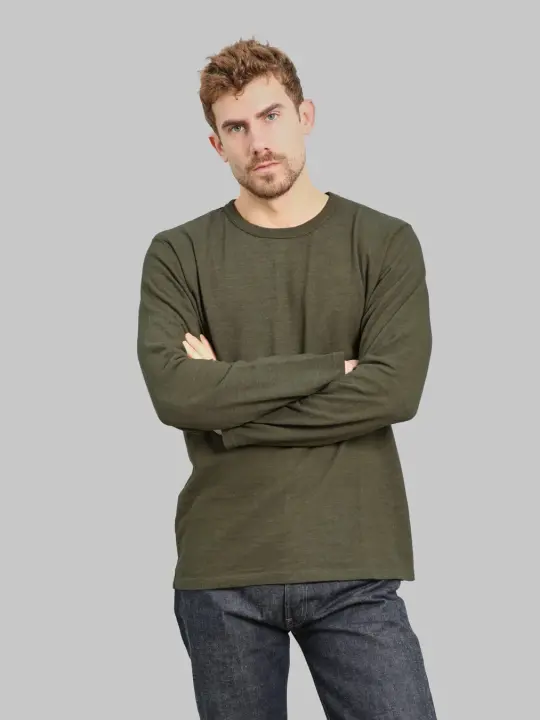 UES  No.8 Slub Nep Long Sleeve T-Shirt Olive
