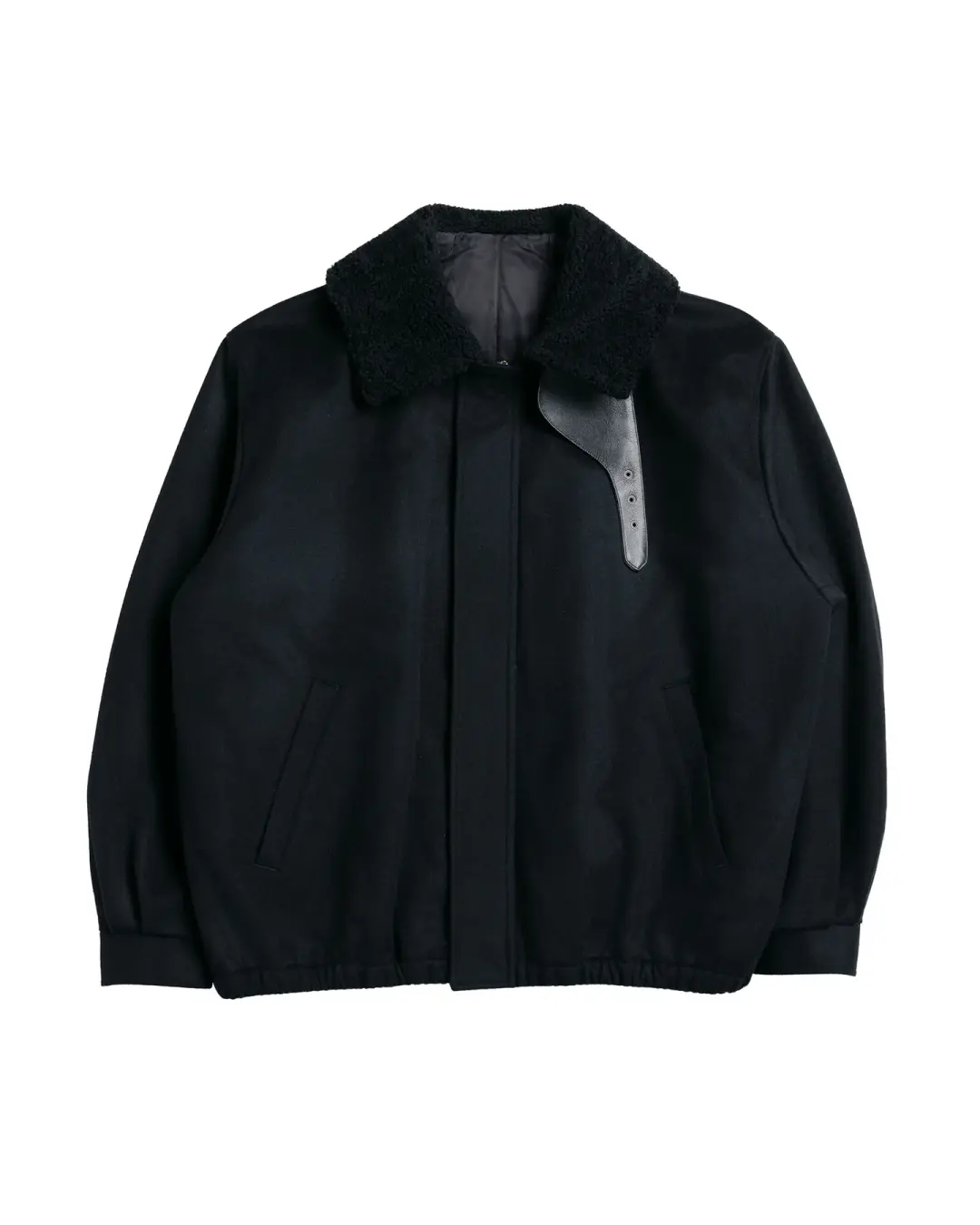 ssstein Mouton Collar Wool Cashmere Padded Jacket Black