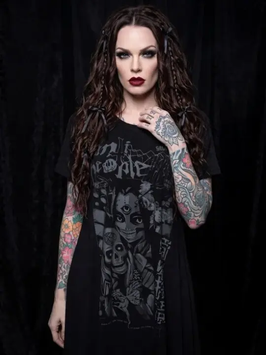 Killstar No Fairytale Anti People Anime Skull Hanky Hem Tunic Dress Black XL