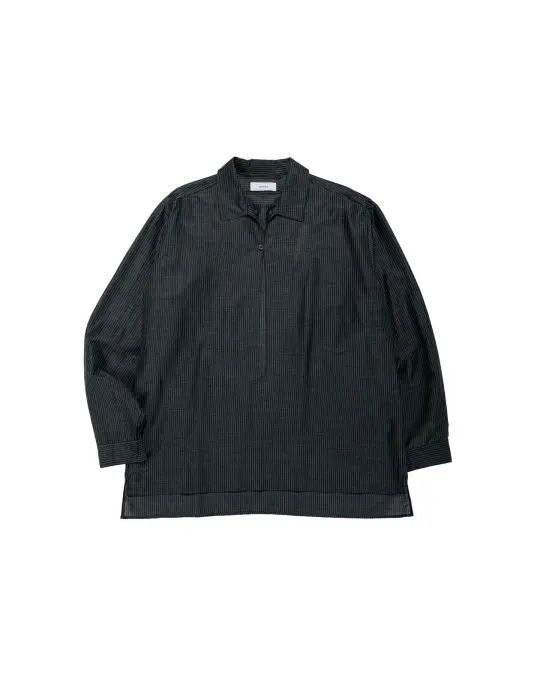 marka Skipper Shirt Wool Silk Feather Cloth Charcoal Stripe