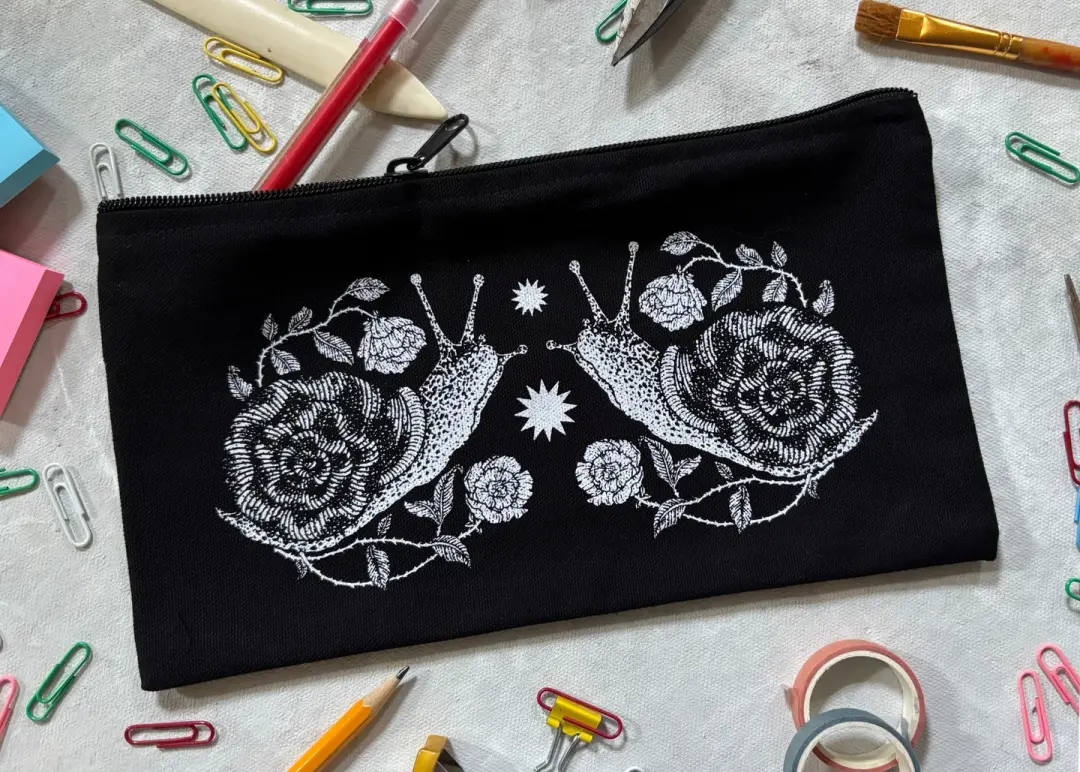 Snails and Roses Pencil Pouch