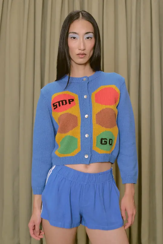 Traffic Light Cotton Cardigan Blue