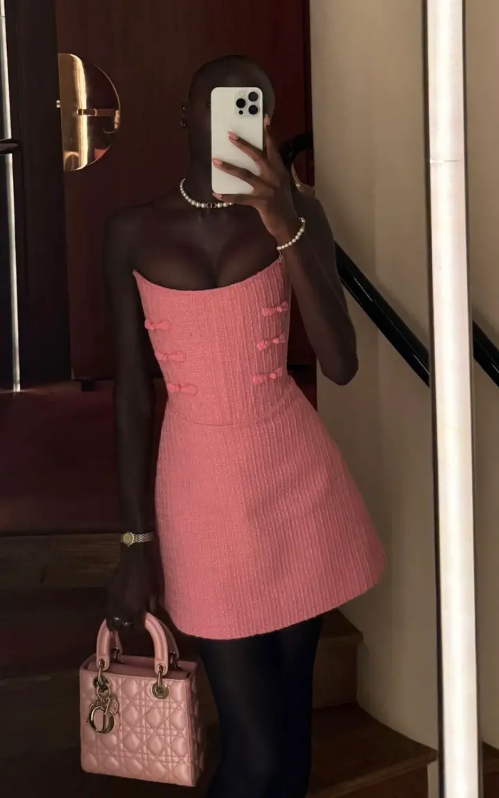 Pink cute tube top waist A-line short skirt homecoming dress R3577