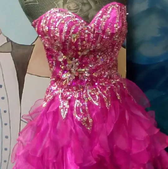 Glitter Barbie Pink Homecoming Dress ,A-Line Sweetheart Sequins Corset Short Prom Dress RS908