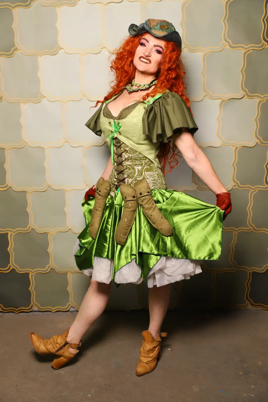 29. Mini Fairy skirt in Sunlit Moss Shiny Satin - The Brine for Bunny Collection