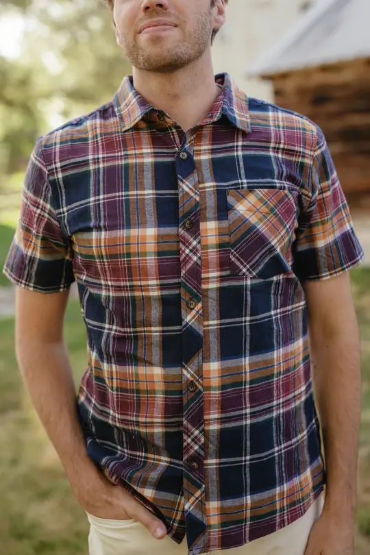 Mens James Shirt in Midnight Plaid