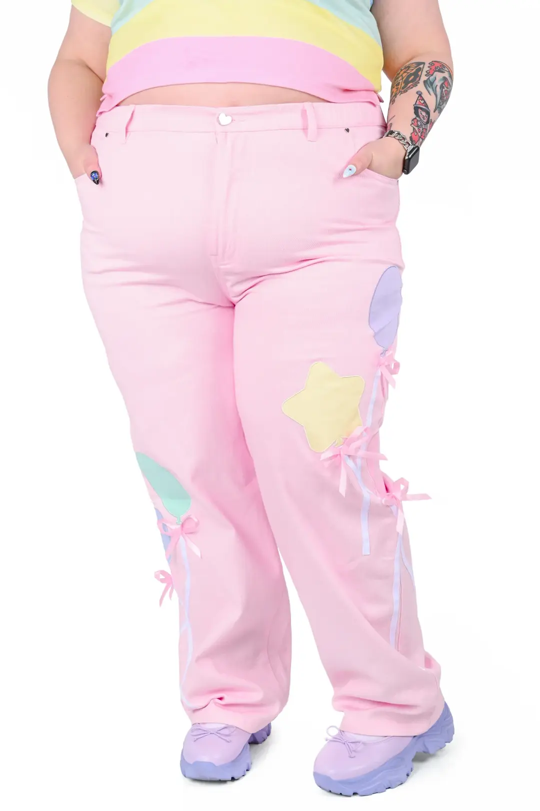 Fitted Bailee Balloon Jeans - Pink