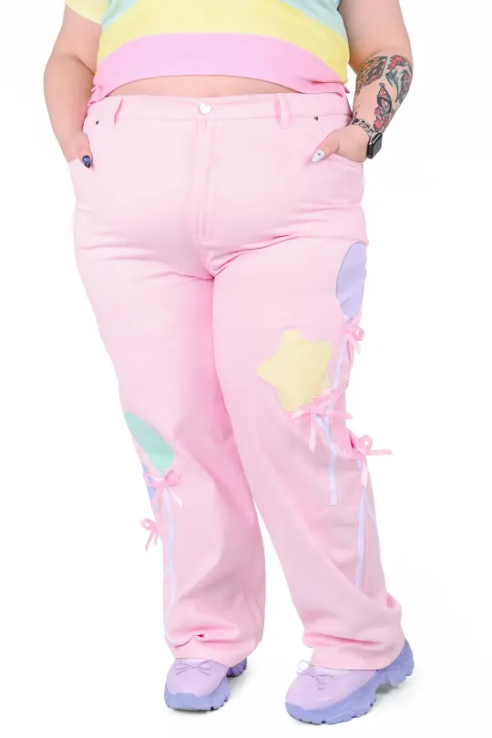 Fitted Bailee Balloon Jeans - Pink