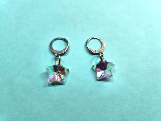 mini iridescent crystal star earrings/mask charms