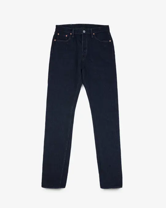 16oz Slubby Selvedge Denim Relaxed Tapered Cut Jeans - Indigo Overdyed Black