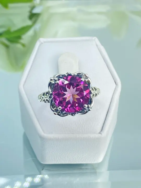 Natural Pink Topaz Victorian Ring #D103