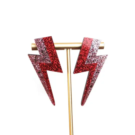 'Flash' Lightning Bolt (Glam Rock Party Earrings)