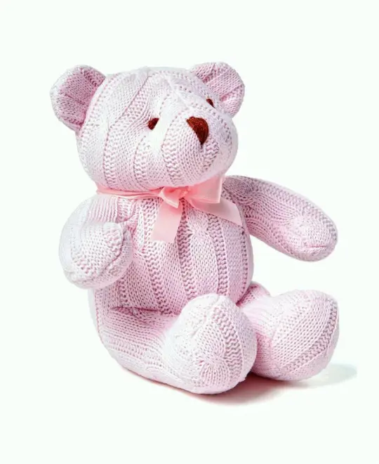 Baby Mode Cable Knit Snuggle Bear, Pink