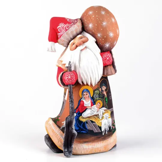 Hand Carved Nativity Scene Santa